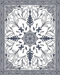Gray Floral Medallion Scrollwork Border Rug