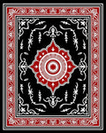 Crimson White Floral Medallion Black Rug