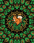 Rustic Squirrel Garden Mandala Rug