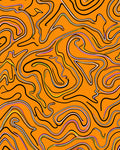 Orange Abstract Swirls with Black Outline Rug