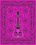 Vibrant Pink Floral Guitar Outline Rug