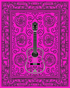 Vibrant Pink Floral Guitar Outline Rug