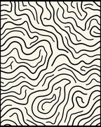 Cream Black Wavy Line Topography Rug
