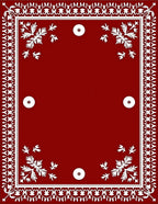 Crimson White Floral Bordered Medallions Rug
