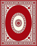 Crimson Floral Oval Medallion Border Rug