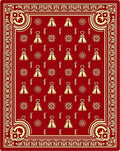 Crimson And Gold Emblem Medallion Rug