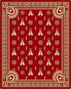 Crimson And Gold Emblem Medallion Rug