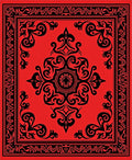 Bold Red Black Traditional Medallion Layout Rug