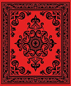 Bold Red Black Traditional Medallion Layout Rug