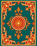 Vintage Teal Red Floral Medallion Rug