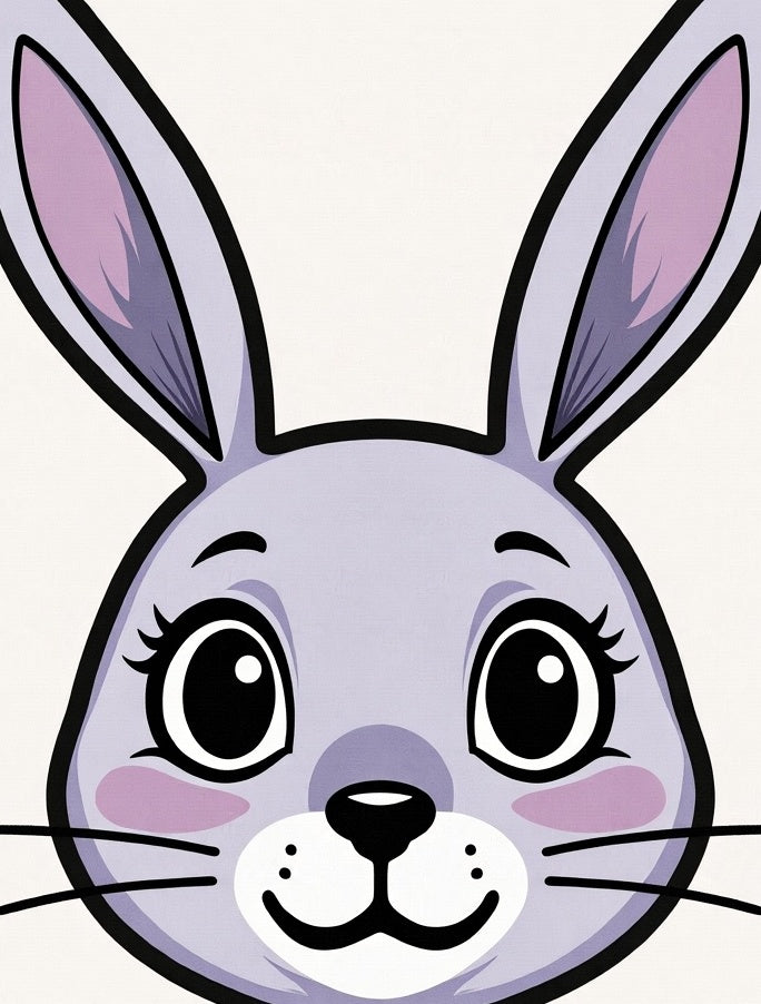 Whimsical Purple Bunny Face Art Rug