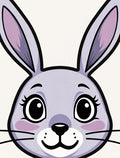 Whimsical Purple Bunny Face Art Rug