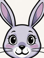 Whimsical Purple Bunny Face Art Rug