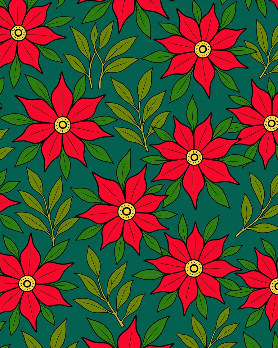 Crimson Bloom Branches On Teal Rug