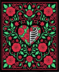 Bold Heart Floral Skeleton Rug