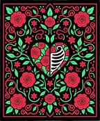 Bold Heart Floral Skeleton Rug