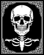 Monochromatic Goth Skull Filigree Rug