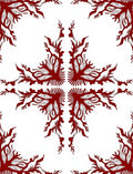 Crimson Stylized Branch Mandala Rug