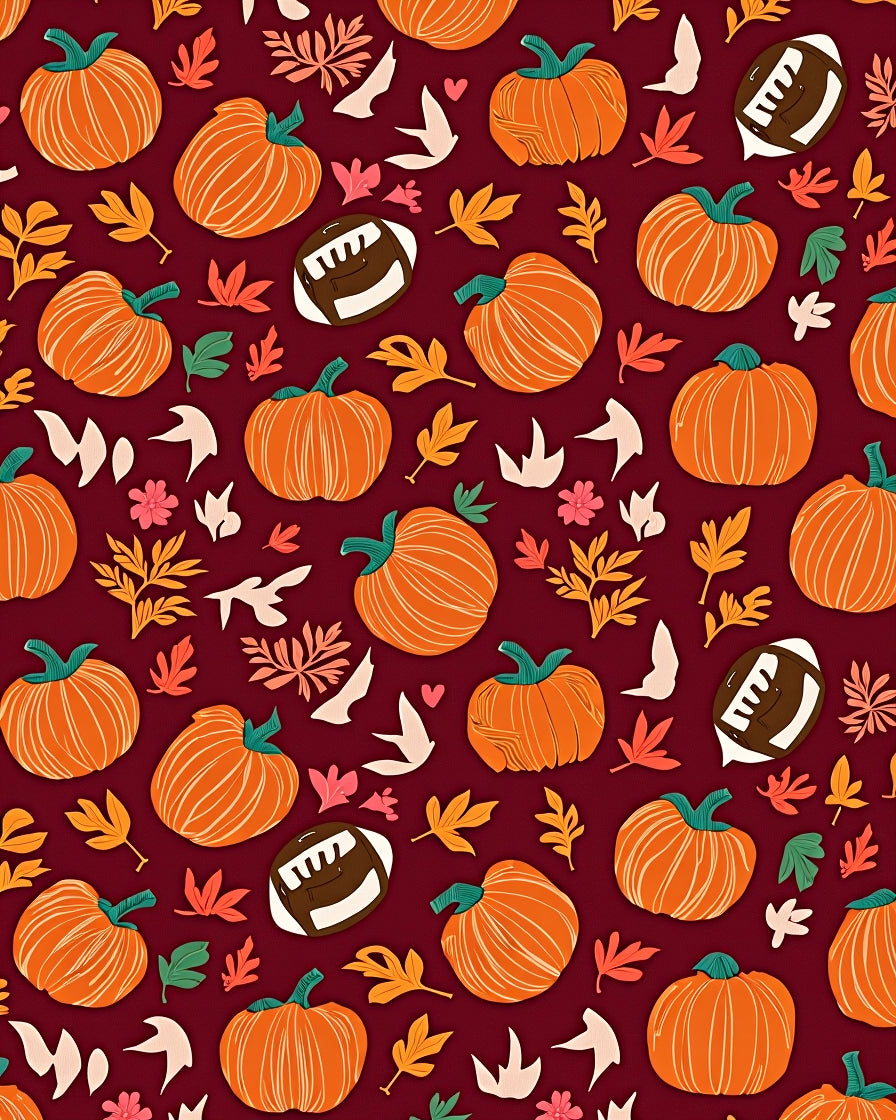 Autumn Pumpkins Football Leaves Collage Rug