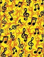 Vibrant Yellow Musical Notes Arrangement Rug