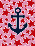 Navy Anchor Red Stars Pink Rug