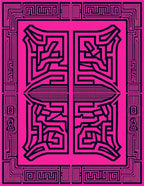 Bold Black Labyrinthine Pink Geometric Rug