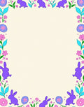 Playful Purple Bunny Floral Easter Rug