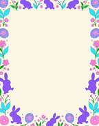 Playful Purple Bunny Floral Easter Rug