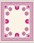 Radiant Fuchsia Floral Border Rug