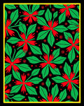 Bold Red Green Floral Foliage Rug