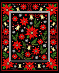 Red Poinsettia Bell Snowflake Medallion Rug