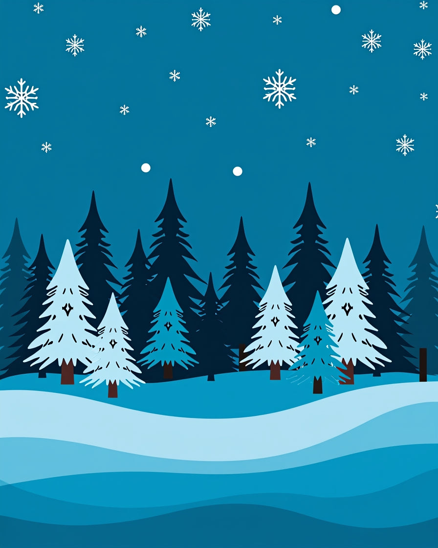 Winter Snowy Forest Flakes Rug