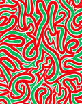 Crimson Green Intertwined Abstract Waves Rug