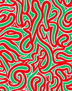 Crimson Green Intertwined Abstract Waves Rug