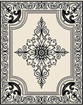 Vintage Cream Black Floral Medallion Art Rug