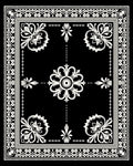 Monochromatic Floral Scroll Border Rug