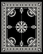 Monochromatic Floral Scroll Border Rug
