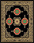 Black Gold Red Green Floral Medallion Rug
