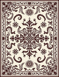 Ornate Cream and Brown Medallion Rug