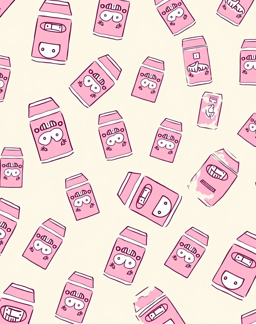 Pink Cartoonish Rectangles Scattered Rug