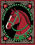 Crimson Horse Floral Garland Art Rug