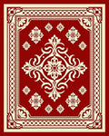 Crimson Floral Bordered Centerpiece Rug