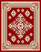 Crimson Floral Bordered Centerpiece Rug