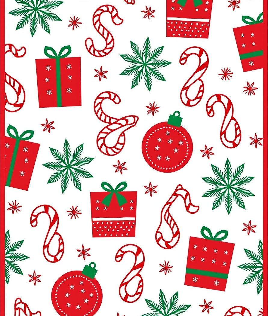 Holiday Red Green Gift Candy Snowflake Rug