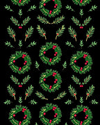 Green Wreath Red Berry Garland Rug