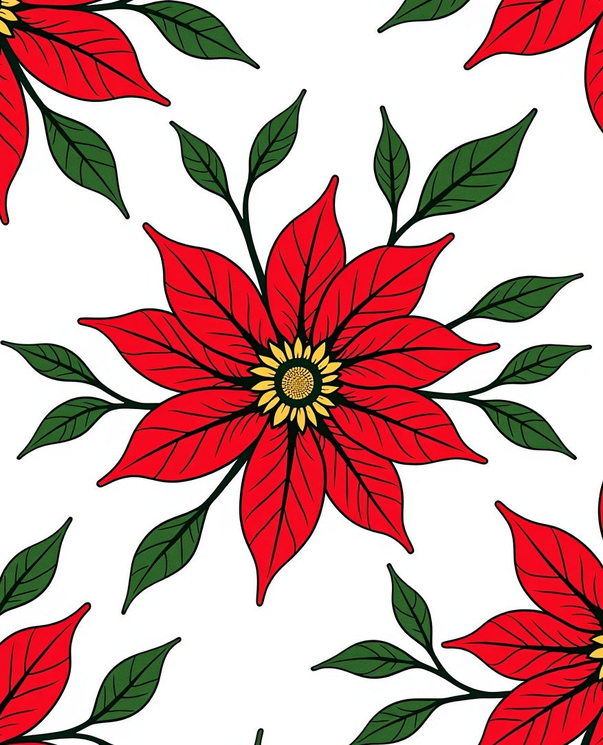 Red Poinsettia Bloom Leafy Sprig Rug