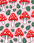 Red White Spot Mushroom Fern Garden Rug
