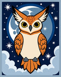 Whimsical Owl on Moonlit Night Sky Rug