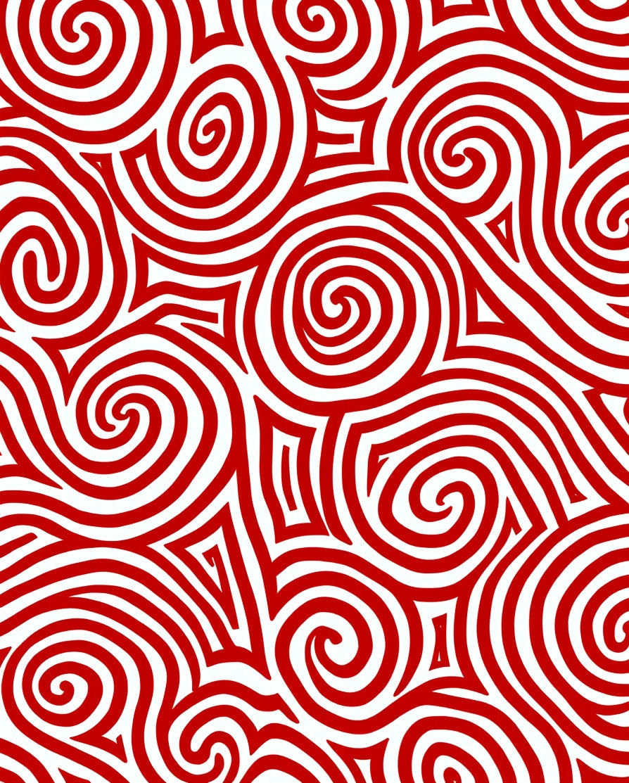 Crimson Swirls Abstract Contemporary Rug