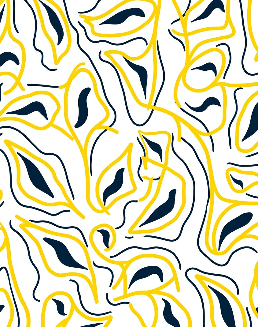Abstract Yellow Blue Organic Swirls Rug
